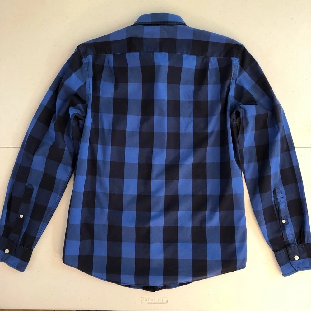 J Crew Men's Blue Plaid Long Sleeve Shirt Size M (Slim)